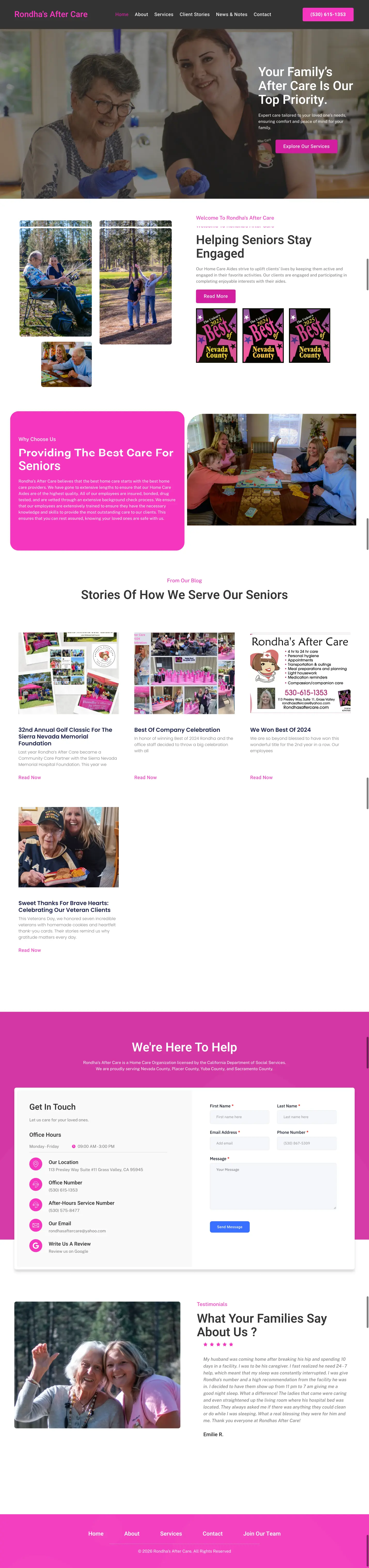 Rondha's Aftercare website preview