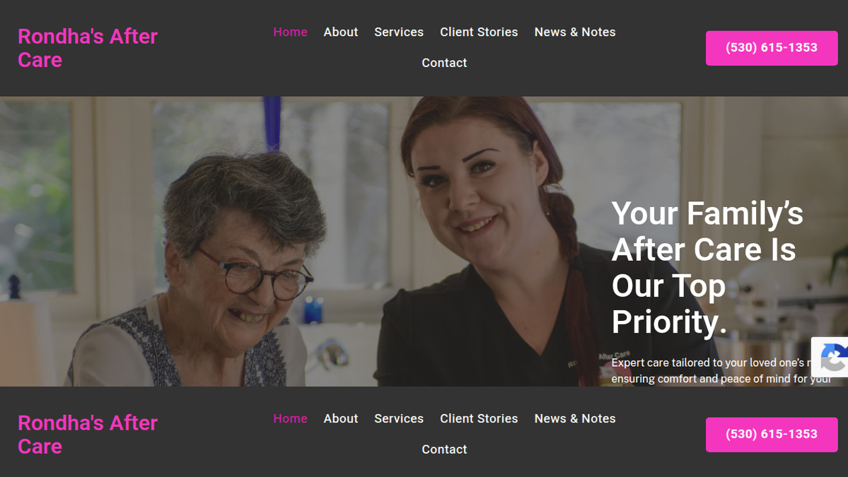 Rondha's Aftercare website screenshot